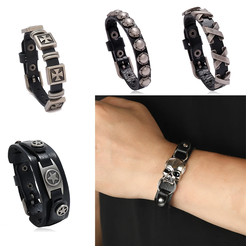 Trend ige Vintage Kunstleder x Nieten Armband für Männer und Frauen Sex Punk Charm Street Hip Hop Rock Party Schmuck Accessoires