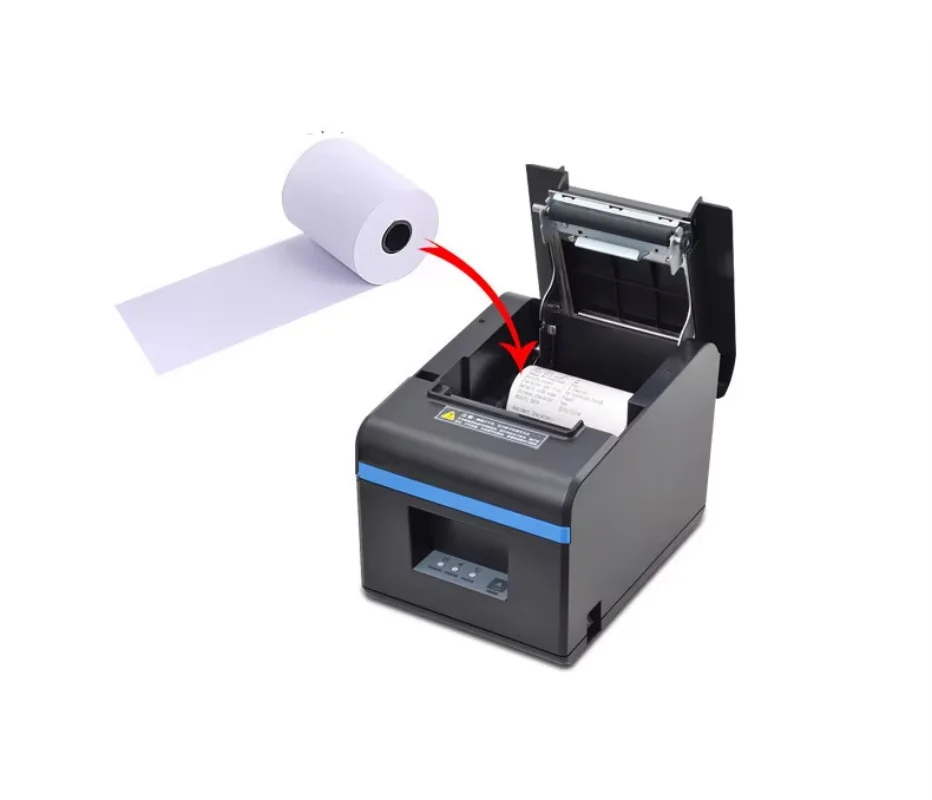 Hochwertiger originaler 80-mm-Thermo-Belegdrucker mit automatischem Schnittdruck mit USB + LAN-Anschluss oder Ethernet-WIFI-POS-Druck Image