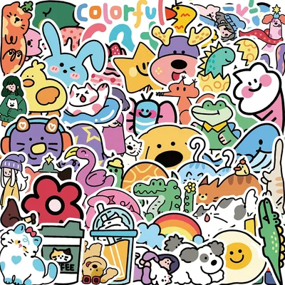 50 stücke niedlichen Cartoon Tiere mischen Graffiti Aufkleber DIY Telefon Gitarre Laptop Notebook Koffer Tasse wasserdichten Aufkleber Kinder Spielzeug Image