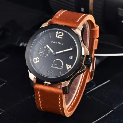 Luxuury 44mm Parnis Top Marke Automatische Männer Menchanical Uhren Leucht PVD Fall Power Reserve