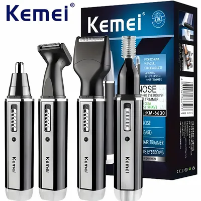 Kemei KM-6630 4 in 1 Nose Eyebrow Hair Beard Trimmer Rechargeable Electric Shaver Nose Ear Trimmer