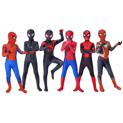 Kids Spider-Man Cosplay Fantasy Costumes Jumpsuit Superhero Miles Morales Movie Role Play Boys Girls