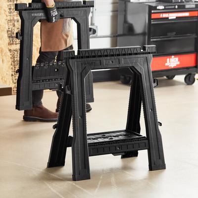 Stanley 25 1/4" x 4 1/4" x 22" 500 lb. Plastic Folding Sawhorse 060864R - 2/Pack