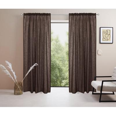 Gardine "Marusha" Gr. 1, braun, B:140cm H:145cm, Polyester, LEGER HOME BY LENA GERCKE, Gardinen, 1 Schal, Leinenoptik, gewebt, verschiedene Größen Image