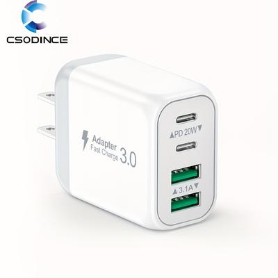 TEMU Usb C Wall Charger, 40w 4-port Usb C Charger , Fast Charging Dual Port Pd+qc Wall Plug Type C Compatible With Iphone 15/14/13/12/11/pro Max/xs/xr/8/7/ Phone, Tablet