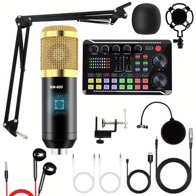 TEMU Home Studio Recording Kit Podcast Music Mixer Equipment Set For Laptop Vlog Live Broadcast