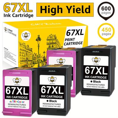 TEMU 4pk Ink Cartridge Combo For 67 Xl 67xl 6052 6055 2752 2755 2742