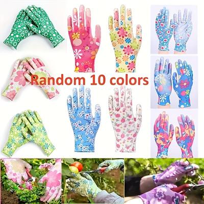 TEMU 10 Pairs Of Gardening Gloves, Touch-screen Compatible Work Gloves, Recycled Polyester With Pu Coating, Breathable Non-slip Breathable Gloves For Indoor And Outdoor Workers