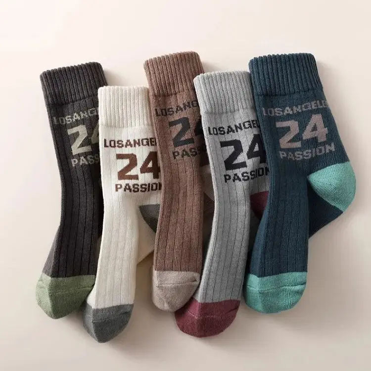 5 Pairs Boys Socks Autumn Cotton Socks Baby Child 1-14T Kids Cartoon Bear Pattern Sport Sock