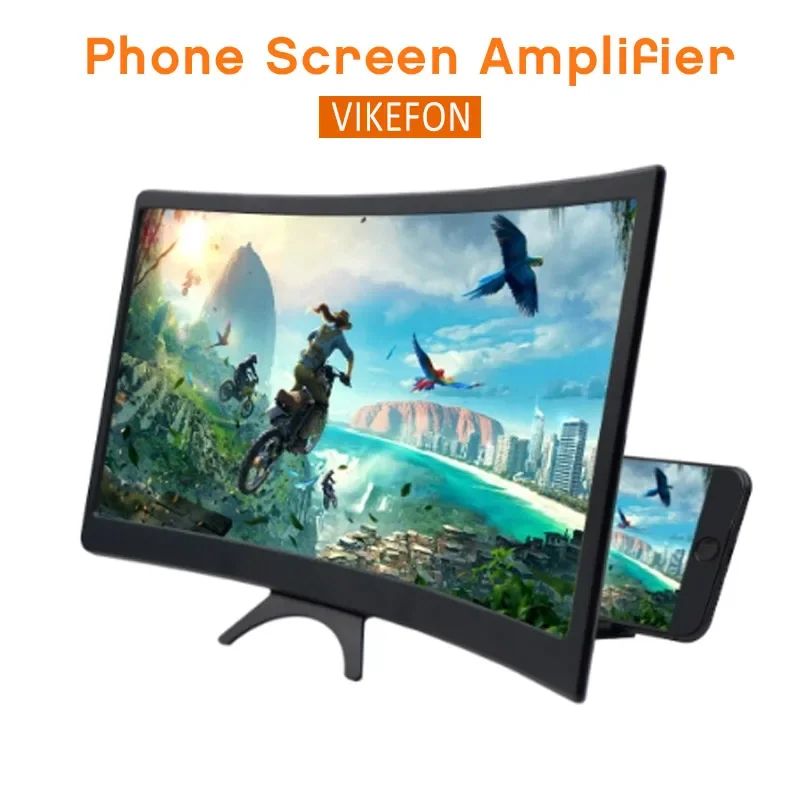 Loupe d'écran de téléphone 3D HD, support d'amplificateur vidéo de film, agrandisseur d'écran de téléphone intelligent, écran incurvé grossissant de 12 pouces