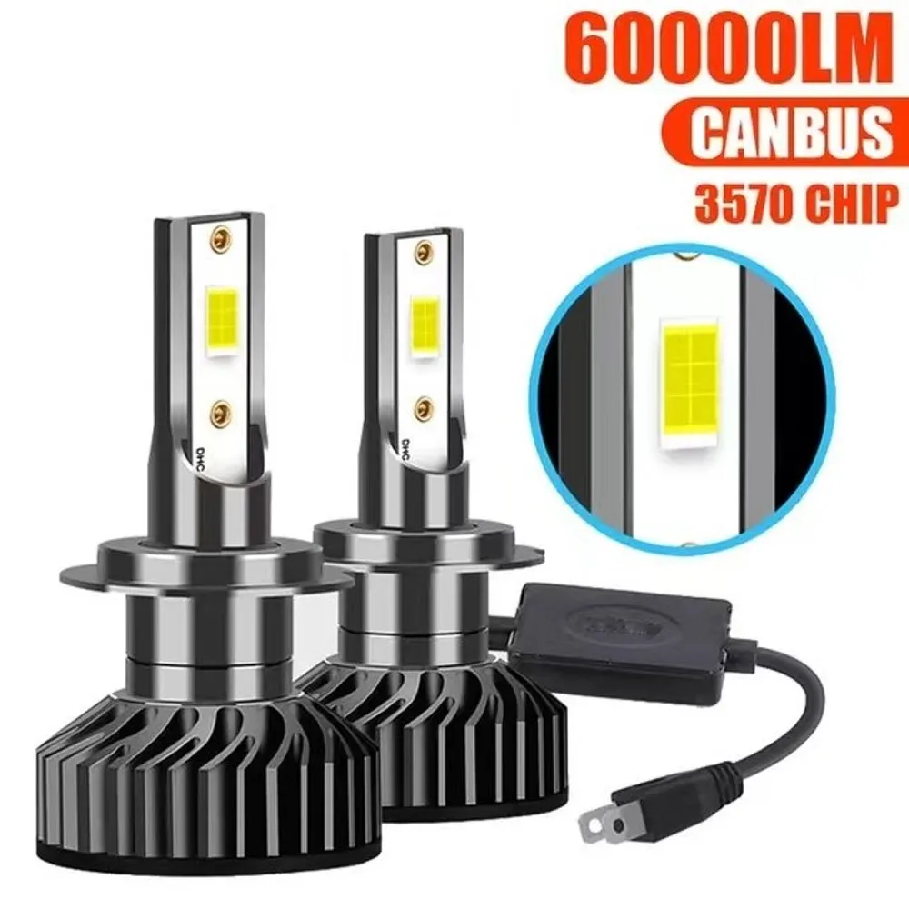 Ampoule de phare de voiture H7 LED H4, 2 pièces, 30000LM CSP3570 CSP1860 COB H1 H3 H8 H9 H11 9005 HB3 9006 HB4 9012, lumière pour véhicule Auto CANBUS
