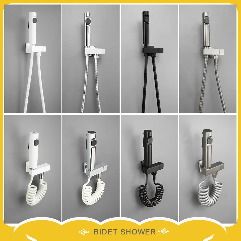 Weiße Hand Toilette Kumpel Bidet Spritzpistole Set Bad Wand Messing Winkel ventil abs Hochdrucks pülung Toilette Spritzpistole