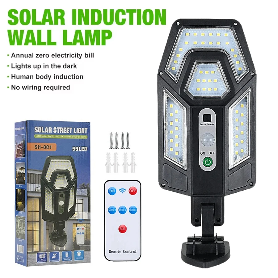 Outdoor Solar Lampe Garten Sonnenlicht Bewegungs sensor 8m Fernbedienung Solar Fokus Wand Straßen laterne wasserdichte externe Solar lampe
