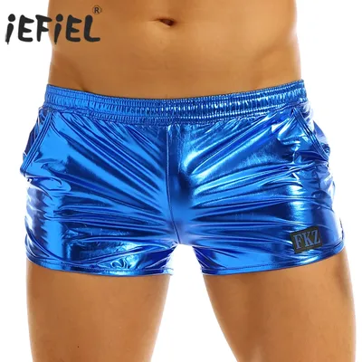 Herren glänzende metallische Boxershorts Nachtclub Party Jock straps Bades horts Clubwear Kostüm