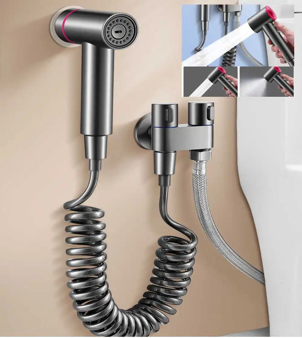 Neue Dusche Toilette Bidet Sprayer Dusch kopf Doppel auslass Winkel ventil Wand montage Doppel auslass Bidet WC Zubehör