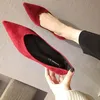 Flache Damenschuhe rote spitze Zehen arbeiten niedrige Ferse elegante Damenschuhe mit Rabatt auf