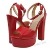 Zhima Frauen Plattform Sandalen Peep Toe dicke High Heels Sandalen Pumps glänzende Damen Party Prom Schuhe Frau große Größe 39 41 43 45 48