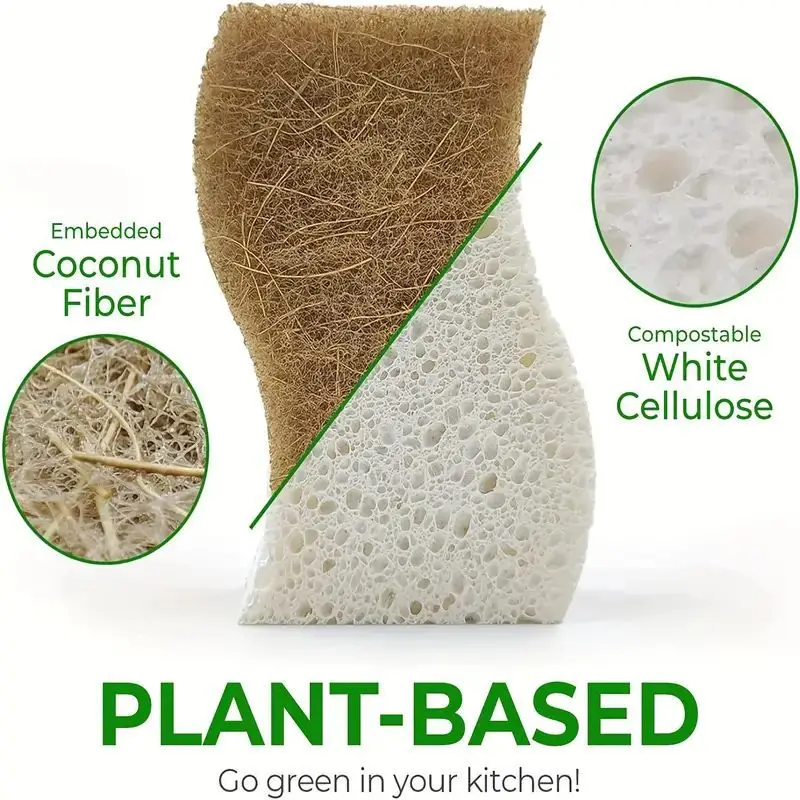 Reinigung Peeling Schwamm Kokosnuss Holz Zellstoff Schwamm Holz Zellstoff Geschirrs pülen Baumwolle Küche Geschirrs pül schwamm für Küche Bad Image