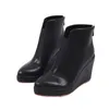 Neue Herbst Frühen Winter Schuhe Frauen Stiefeletten Plattform Mode Damen Keil Heels 10 cm Reine Schwarz Weiß Große Größe 42 DX150