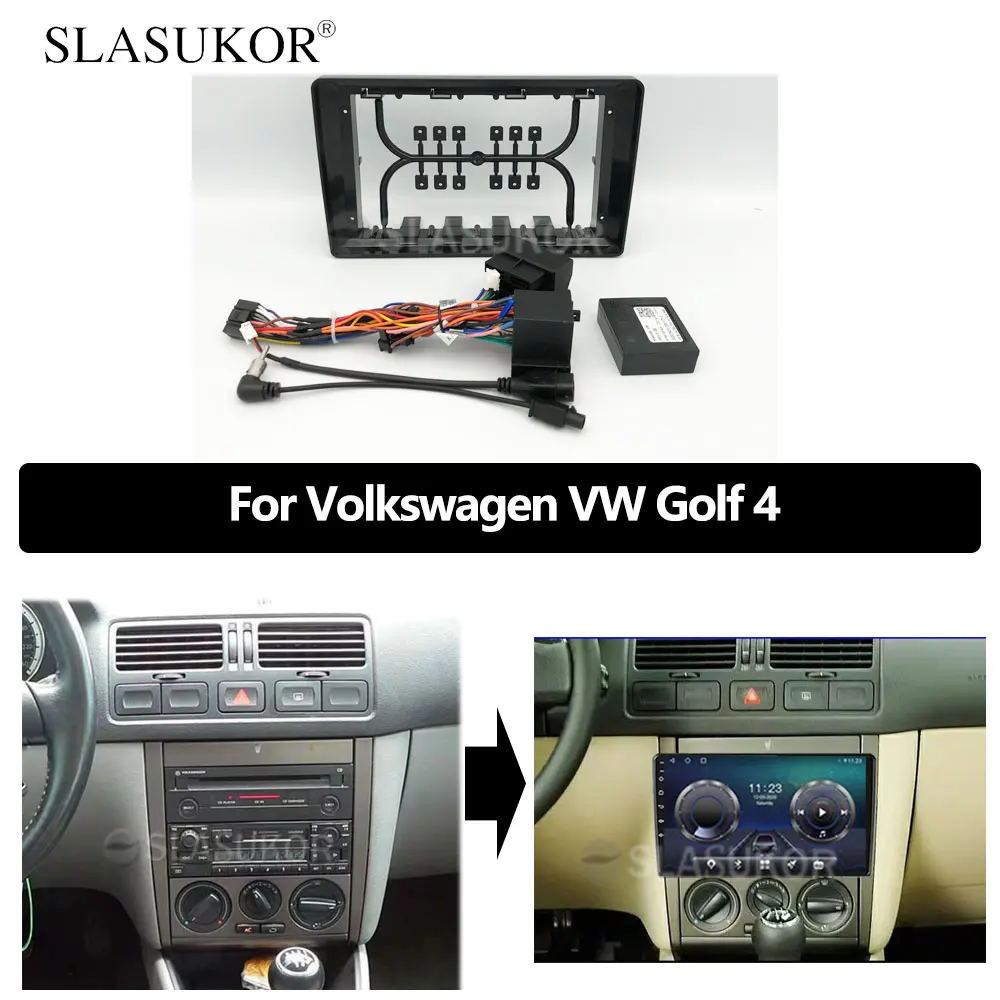 9 Zoll für Volkswagen VW Golf 4 Drähte Board Control Stereo Panel Dash Installation DVD Kunststoff Blende Rahmen