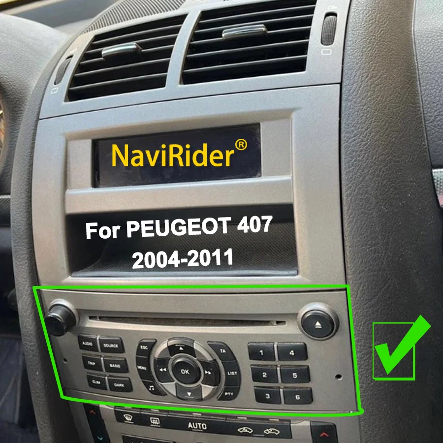 Autoradio-Bedienfeld im OEM-Stil zur Steuerung des Android-Bildschirms für Peugeot 407 2004–2011, Auto-Video-Player, Farbe Schwarz/Grau Image