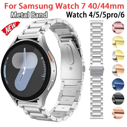 Bracelet en métal pour montre Samsung Galaxy, bracelet en acier inoxydable, bracelet d'affaires, 7, 5, 4, 40mm, 44mm, 6, 43mm, 47mm