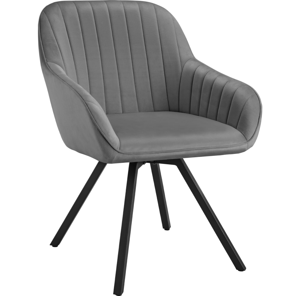Chaise pivotante à 360° avec accoudoirs en velours rembourrée gris