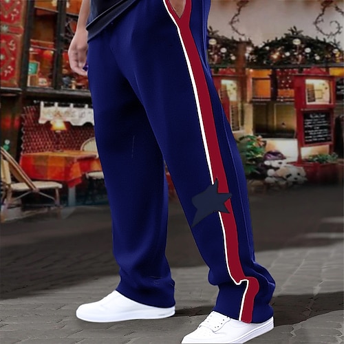 Herren Jogginghose Trainingshose Jogginghose Jogger Hose Hosen Patchwork Kordelzug Elastische Taille Farbblock Komfort Atmungsaktiv Casual Täglich Festtage Sport Modisch Schwarz Weiß Image