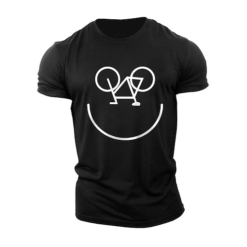 Männer Fahrrad-Enthusiast Grafik T-Shirt mit glücklichem Fahrradgesicht Design Kurzarm Hobby T-Shirt