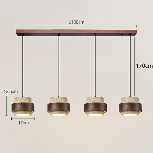 LED Pendelleuchte warmweiß 1/2/3/4-flammig Postmodernismus kreatives Holz Stein Schlafzimmer Nachttischlampe E27 Restaurant TV Hintergrund Wand Pendelleuchte 85-265V Image