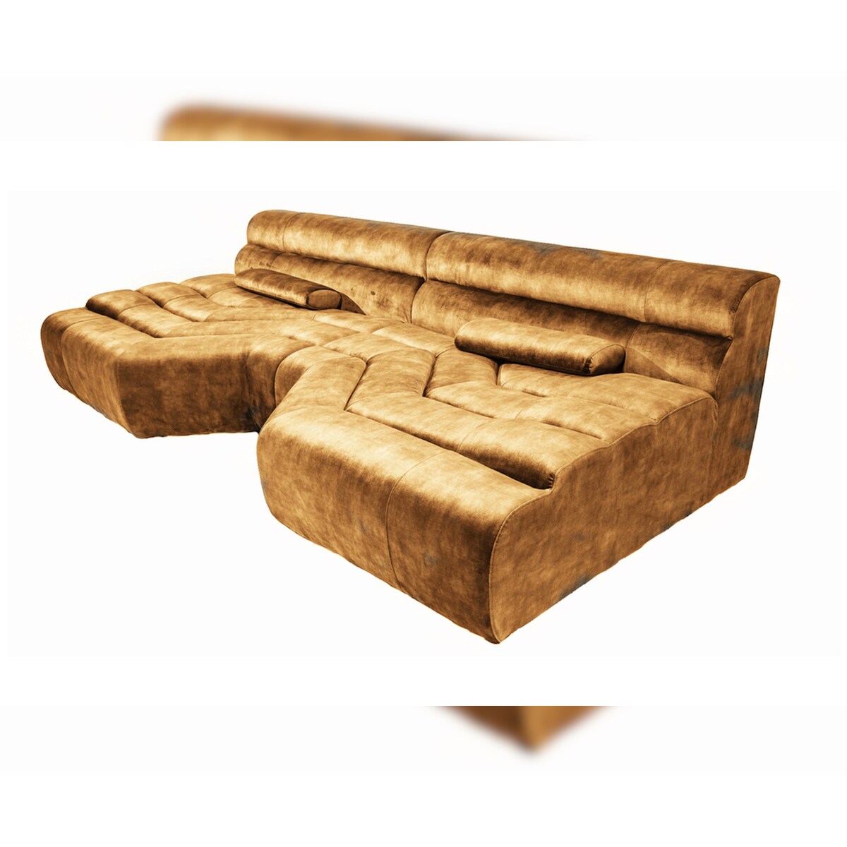 KAWOLA Big Sofa TARA Wohnlandschaft Velvet Vintage gold 286x76x143cm (B/H/T) Image