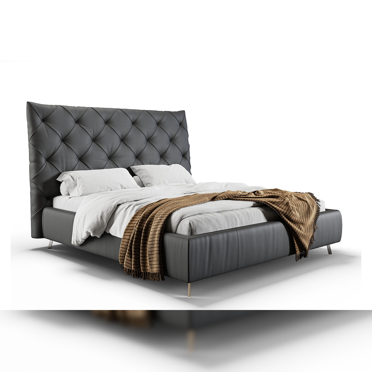 KAWOLA Bett ANNY Polsterbett Leder schwarz 200x200cm Image