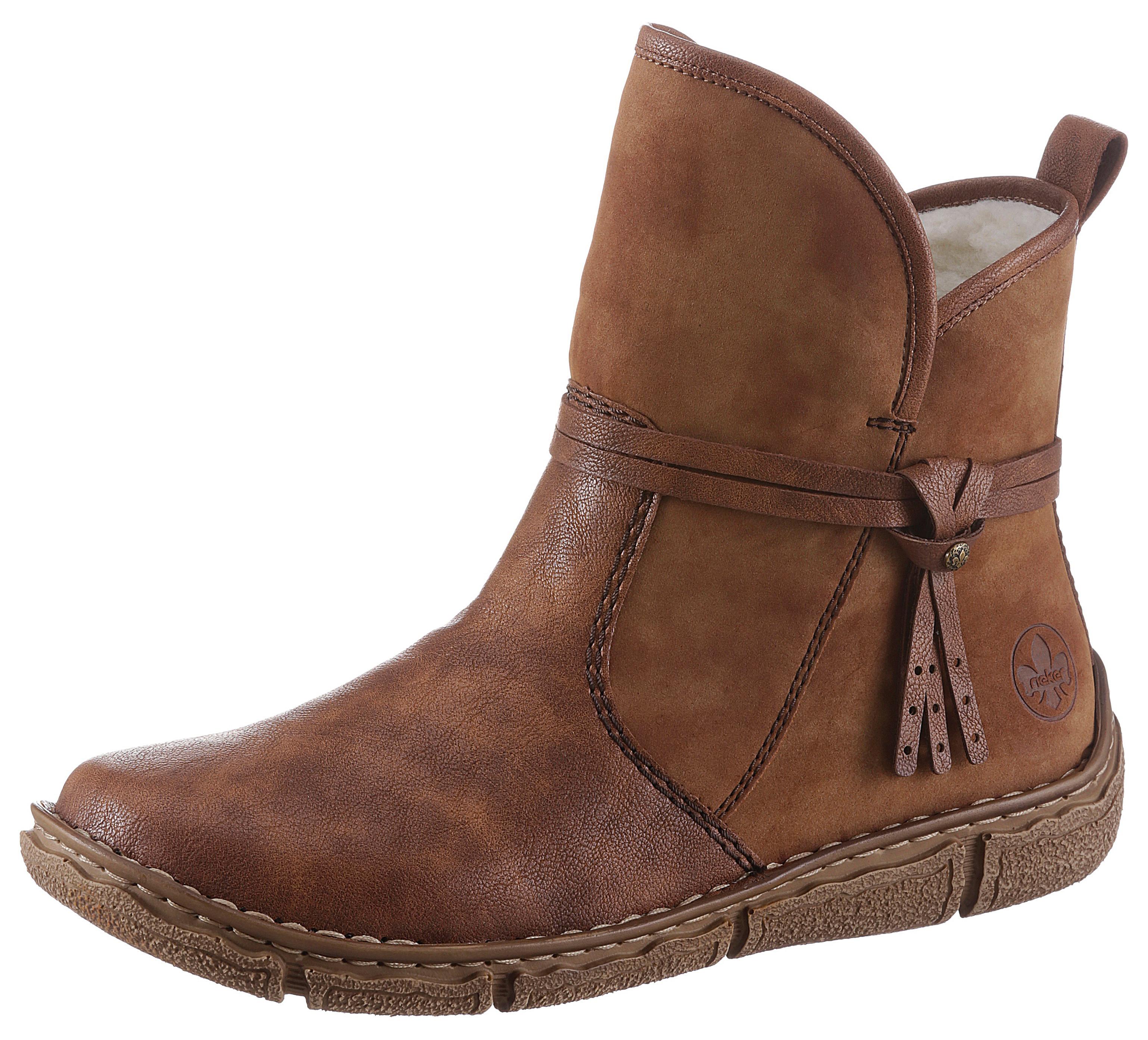 Winterboots RIEKER, Damen, Gr. 40, braun, Lederimitat, Nubuklederimitat, used, Schuhe Winterboots, Winterstiefelette, Schlupfboots, im Materialmix, Topseller