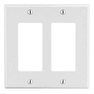 HUBBELL WIRING DEVICE-KELLEMS PJ262W Rocker Wall Plate, Number of Gangs: 2