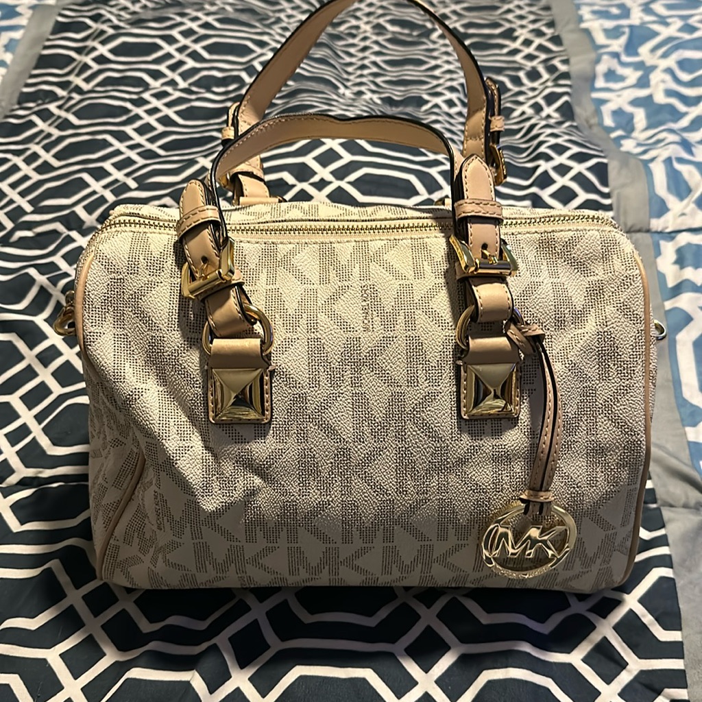 Michael Kors Bags | Gold And Tan Michael Kors Tote/Handbag | Color: Tan | Size: Os