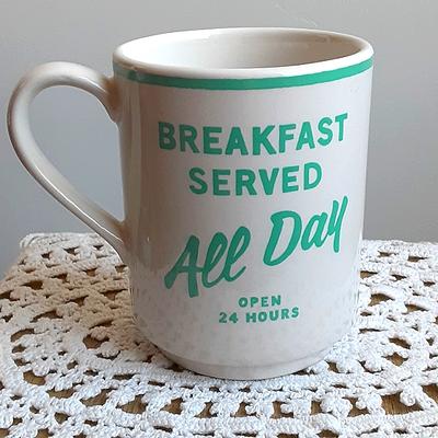 Kate Spade Kitchen | Kate Spade By Lenox, "Breakfast Served All Day, Open 24 Hours" Coffee C | Color: Blue/White | Size: Os