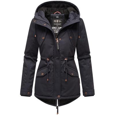 Winterjacke MARIKOO "Manolya", Damen, Gr. L (40), blau (royalblau), Oberstoff: 100% Baumwolle, Futter: 100% Polyester, Wattierung: 100% Polyester, Ärmelfutter: 100% Polyester, casual, figurbetont Po-bedeckend, hoch geschlossener Ausschnitt, Langarm... Image