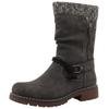 Stiefel TOM TAILOR, Damen, Gr. 37, Normalschaft, grau (dunkelgrau), Lederimitat, Textil, casual, Schuhe, Blockabsatz, Kurzstiefel in Bequemweite G (= weit)