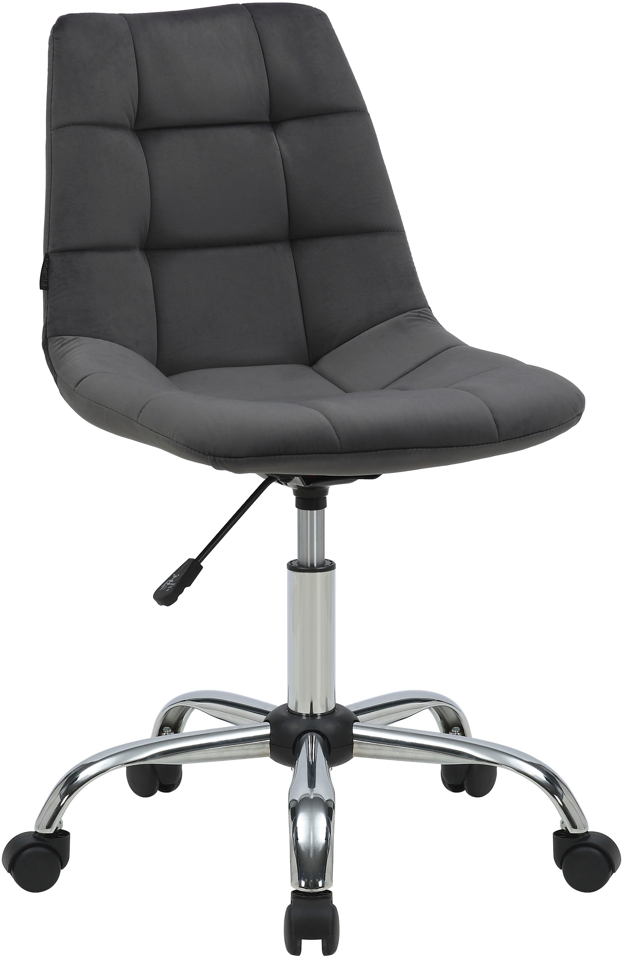 Bürostuhl INOSIGN "STAVELY", grau (anthrazit), B:60cm H:97cm T:57cm, plywood, foam, fabric, metal base, Stühle, Bürostuhl, Schreibtischstuhl