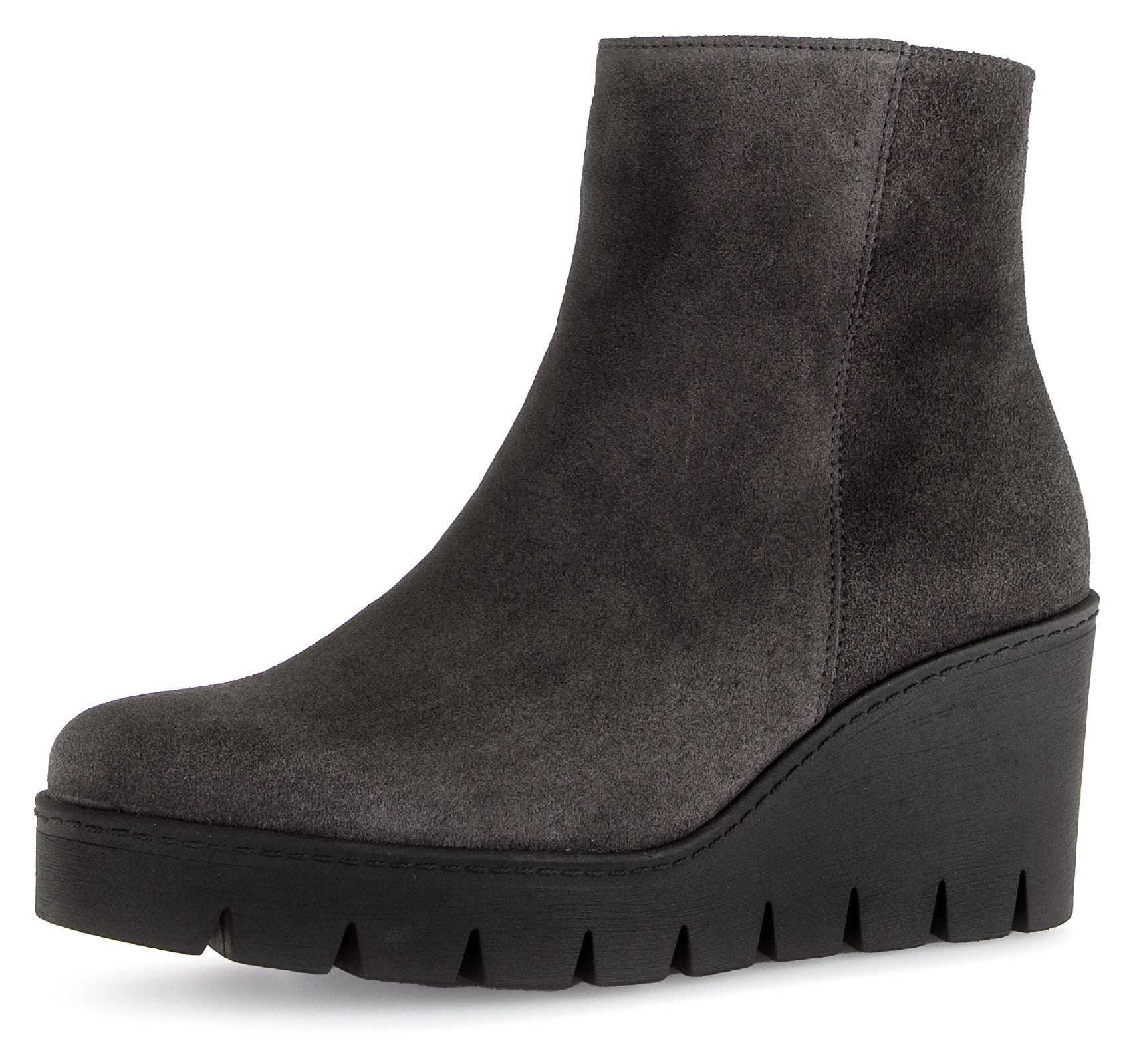 Stiefelette GABOR, Damen, Gr. 40, grau, Veloursleder, unifarben, Klassisch, Schuhe, Keilabsatz, Ankleboots, Komfortschuh mit Best Fitting-Ausstattung