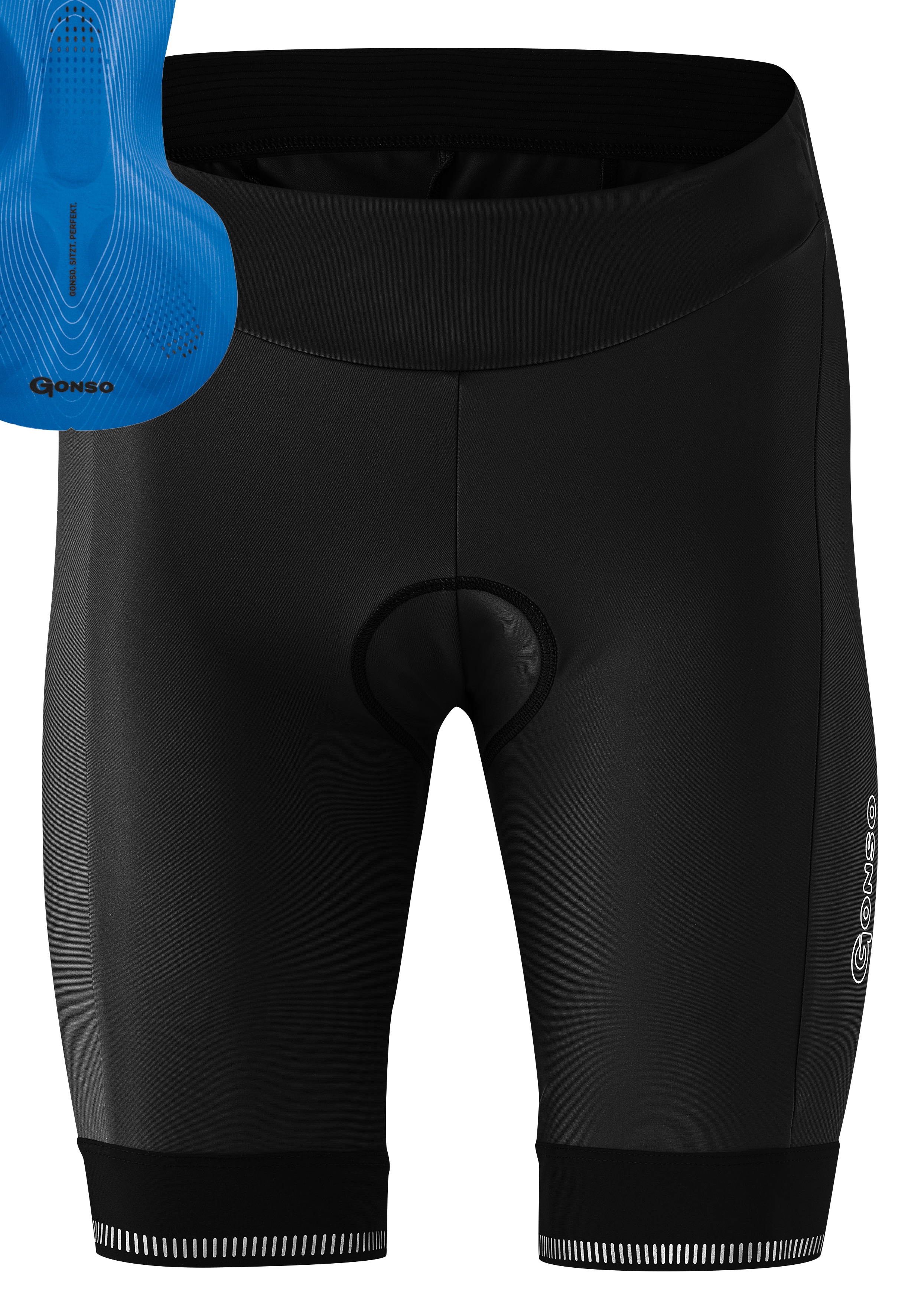 Fahrradhose GONSO "SITIVO W", Damen, Gr. 40, Normalgrößen, blau, 65% Polyamid (Recycelt), 35% Elasthan, Hosen, Damen Radhose mit innovativem Sitzpolsterkonzept Image