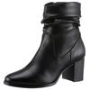 Stiefelette MARCO TOZZI, Damen, Gr. 39, schwarz, Lederimitat, unifarben, klassisch, Schuhe, Blockabsatz, Businessschuh mit Falten im slouchy Look