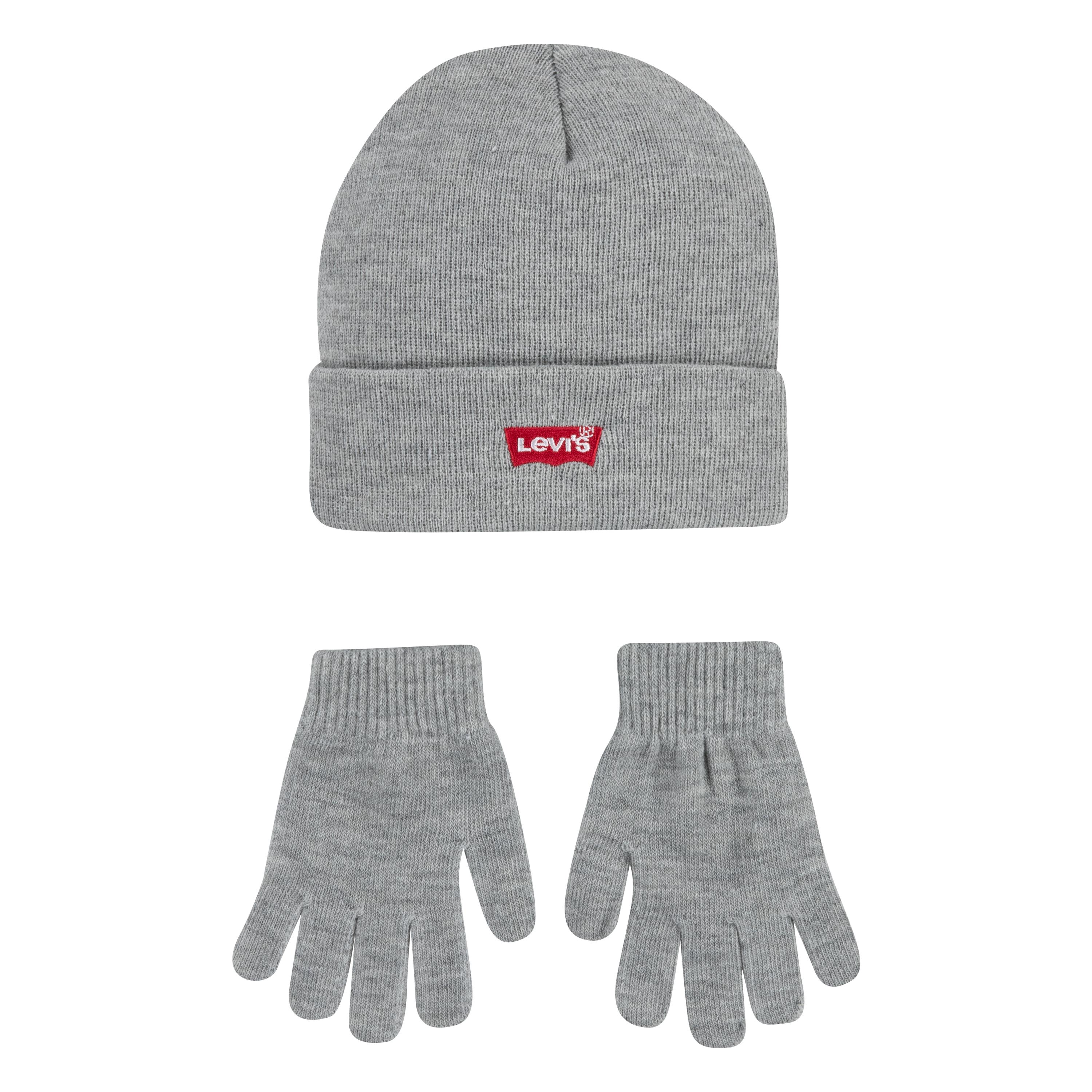 Strickmütze LEVI'S KIDS "CORE BATWING BEANIE/GLOVES", Baby, grau (dunkelgrau), Feinstrick, Kunstfaser, Mützen, und Handschuhe Image
