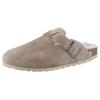 Pantoffel VERBENAS "Heidi", Damen, Gr. 38, grau (helltaupe), Leder, casual, Schuhe, Clog, Homeslipper, Hausschuh mit Riemchen