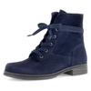 Schnürboots GABOR, Damen, Gr. 41, blau (nachtblau), Ziegenveloursleder, unifarben, klassisch, Schuhe, Blockabsatz, Schnürstiefelette mit schaftumwickelenden Schnürsenkeln