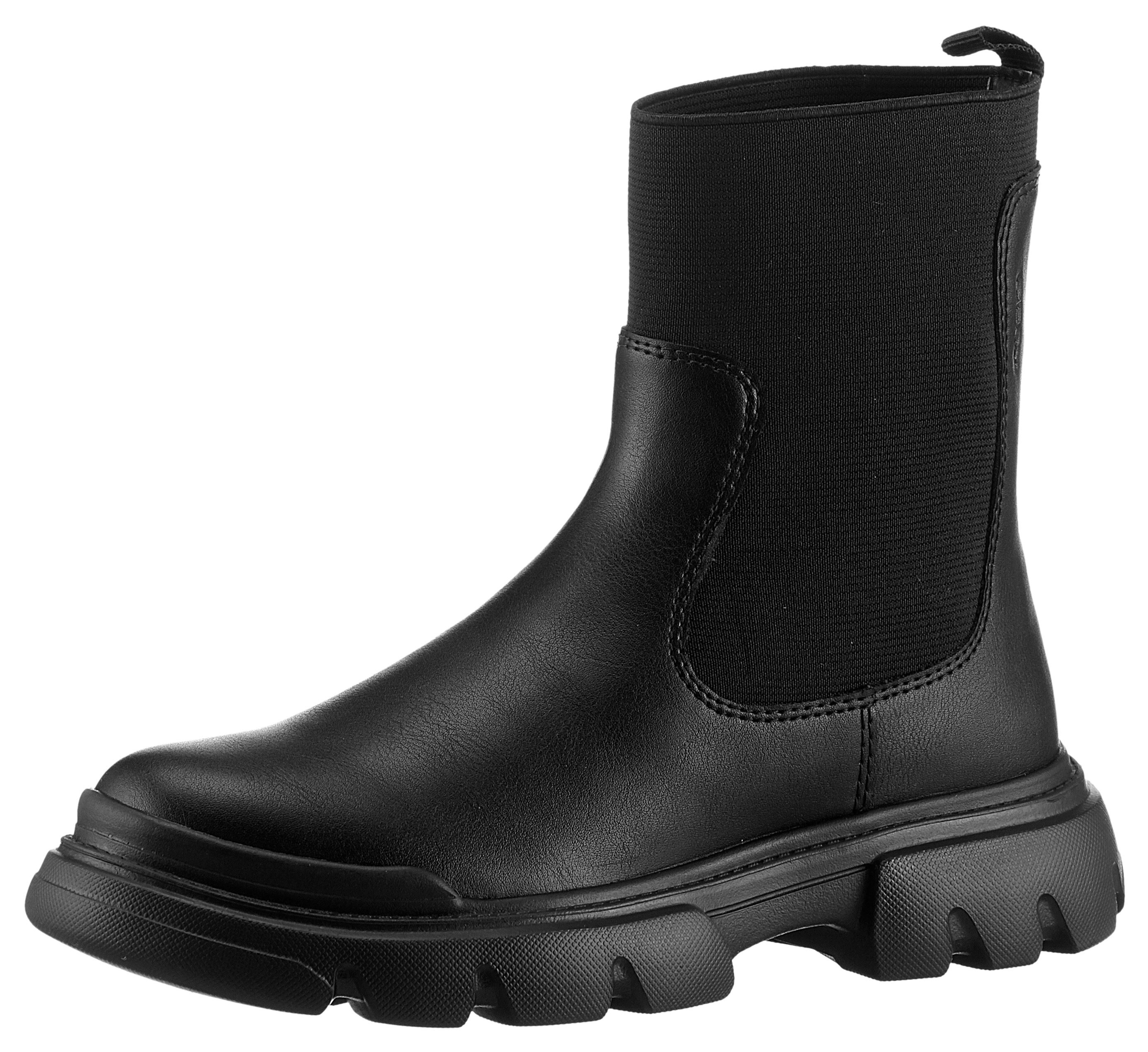 Chelseaboots GEOX "J JUNETTE GIRL C", Kinder, Gr. 36, schwarz, Lederimitat, Textil, unifarben, Schuhe, Plateaustiefel, Schlupfstiefel, Winterstiefel mit Blockabsatz Image