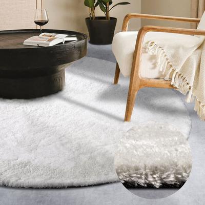 Hochflor-Teppich HANSE HOME "Olaf", weiß (ivory weiß), H:38mm Ø:160cm, Polyester, Teppiche, Langflor, Shaggy, einfarbig, flauschig, weich, glänzend, modern, uni Image