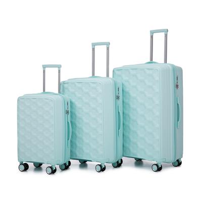 3 Piece(20/24/28in.)PP materials Hard Shell Lightweight Carry On Luggage with TSA Lock Airline Approved and Spinner Wheels