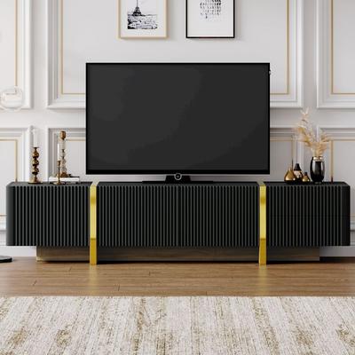 Modern Entertainment Center with Storage Cabinets and Drawers