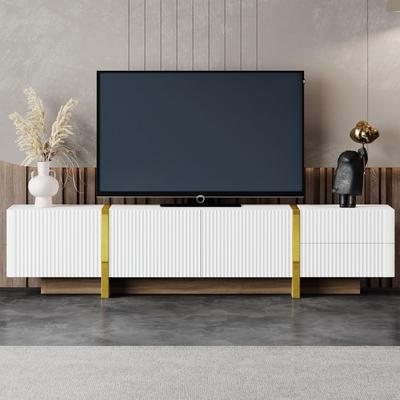 Modern Entertainment Center with Storage Cabinets and Drawers